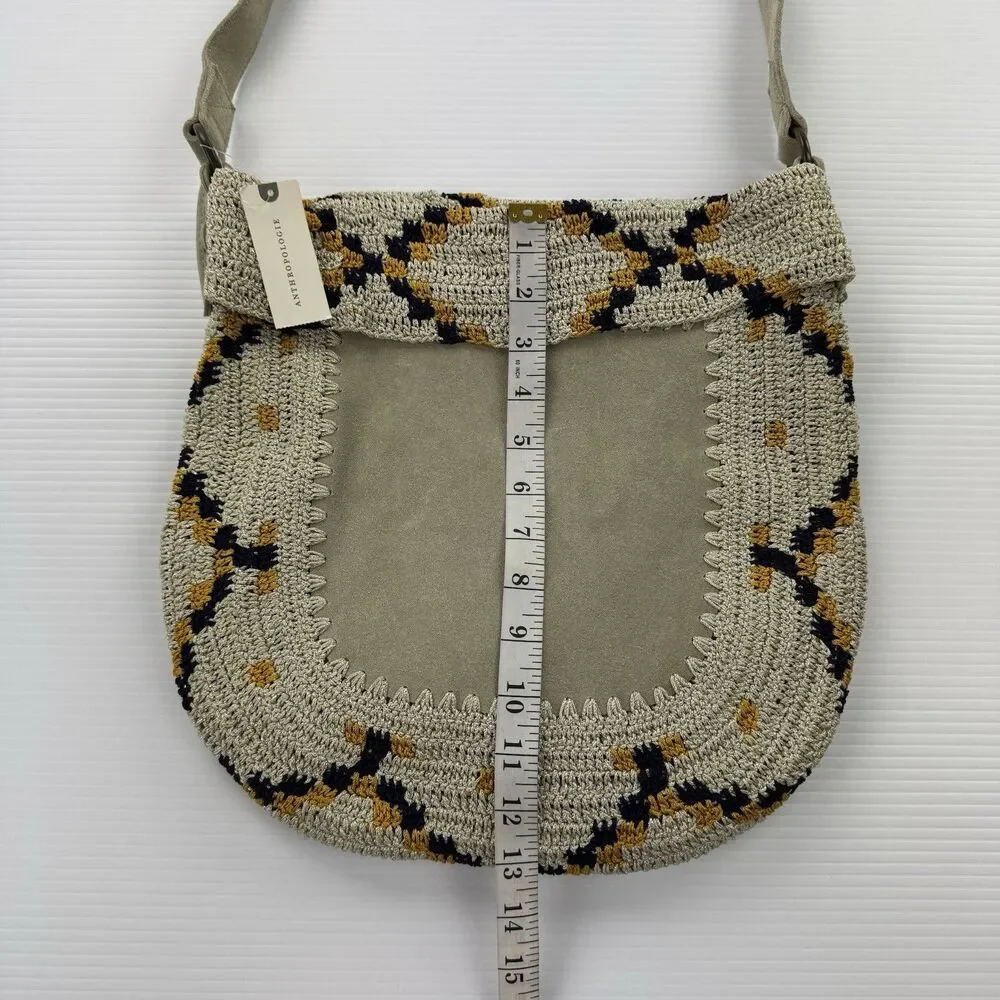 Anthropologie Dauphine Hobo Bag Jasper & Jeera Leather Crochet NWT $148